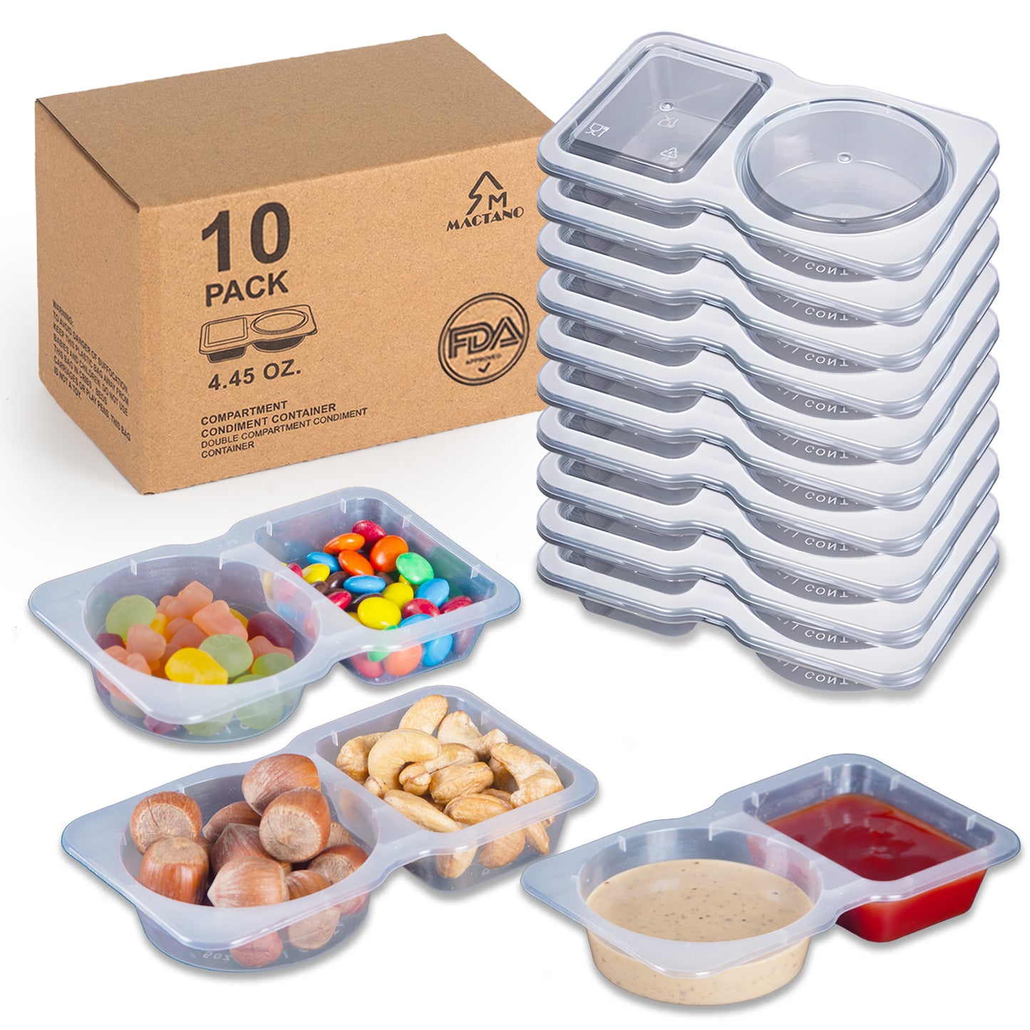 10 Sets Condiment Snack Container with Lids