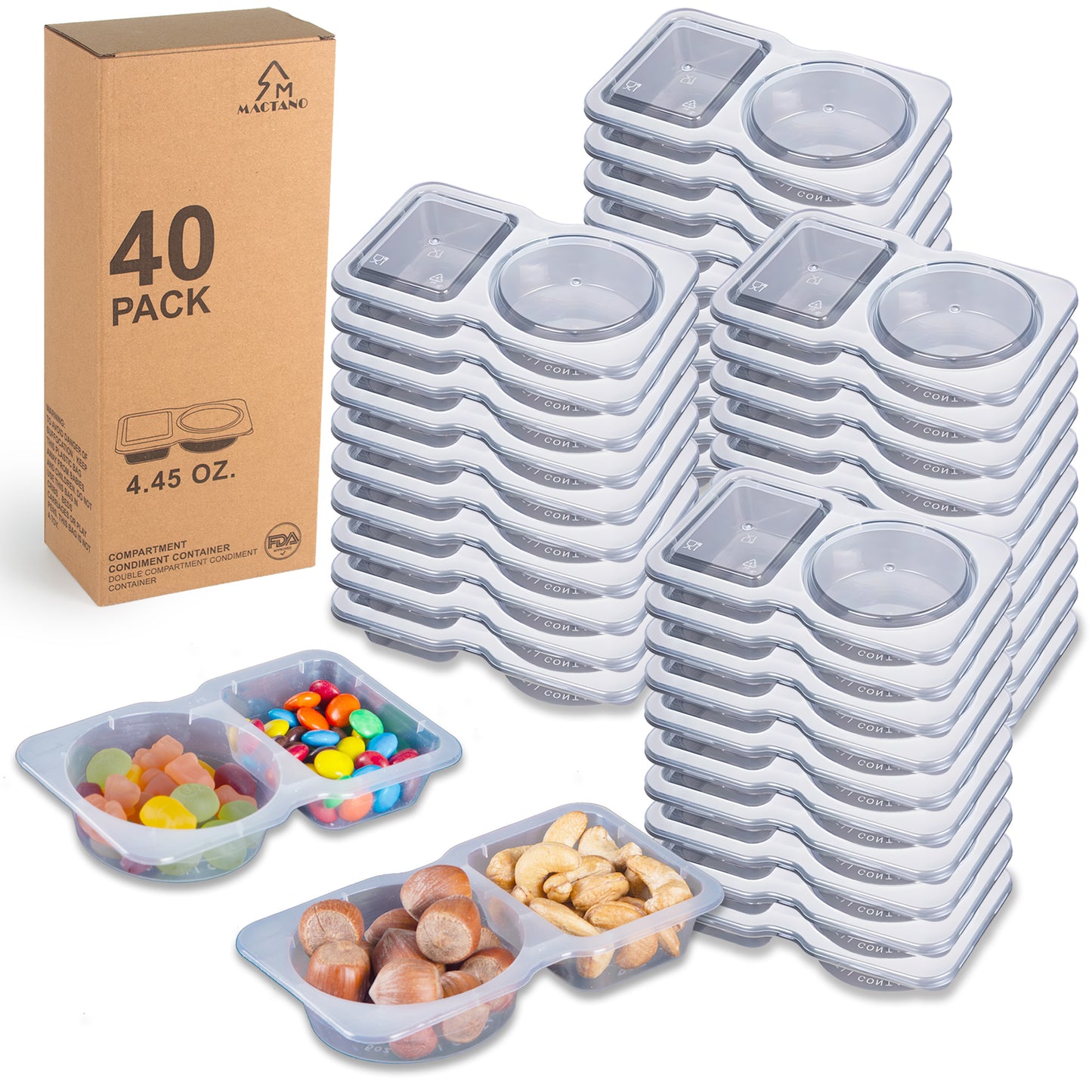 40 Sets Condiment Snack Container with Lids